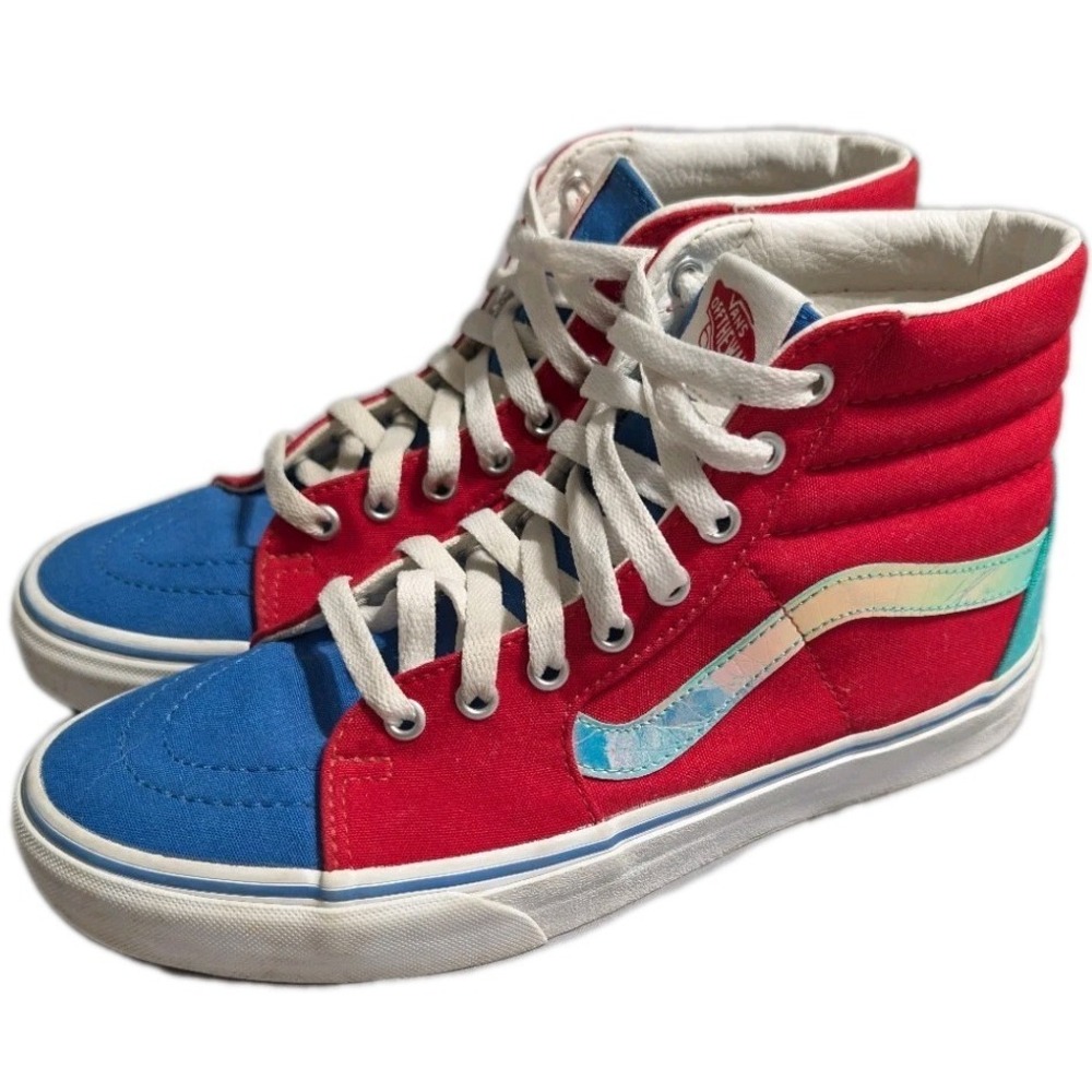 Vans Sk8 Hi Sneakers Mens 8 Womens 9.5 Red Blue Teal Colorblock High Top